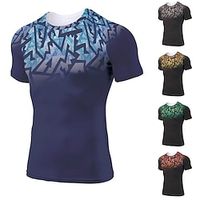 21Grams Men's Running T-Shirt Compression Shirt Tee Tshirt Top Athletic Athleisure Breathable Moisture Wicking Soft Fitness Gym Workout Running Active Training Exercise Sportswear Normal Black Green Lightinthebox - thumbnail