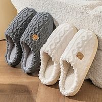 Women's Slippers Fuzzy Slippers Fluffy Slippers House Slippers Daily Indoor Flat Heel Round Toe Casual Comfort Minimalism Faux Fur Loafer Solid Color White Pink Green Lightinthebox - thumbnail
