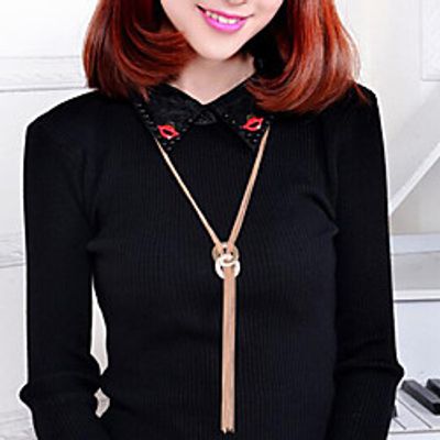Women's Pendant Necklace Long Necklace Tassel Precious Fashion Zircon Resin Chrome Gold Silver 70 cm Necklace Jewelry For Christmas Halloween Party Evening Street Gift miniinthebox