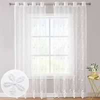 Sheer Curtains White Window Curtains Farmhouse For Living Room Bedroom,Voile Curtain Outdoor Vintage French Embroidered Curtain Drapes 1 Panel Lightinthebox - thumbnail