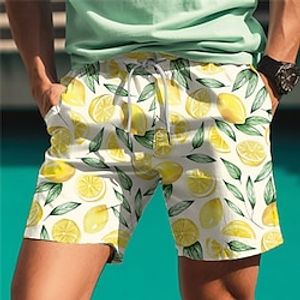 Men's Board Shorts Swim Shorts Swim Trunks Drawstring with Mesh lining Elastic Waist Fruit Quick Dry Short Holiday Beach Hawaiian Casual Yellow Blue Micro-elastic Lightinthebox