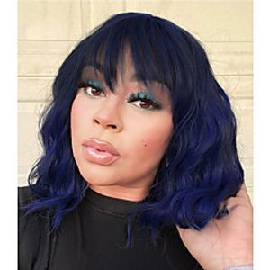Bob Wave Wig With Bangs Short Curly Hair Mixed Dark Blue Wig Ladies Synthetic Shoulder Length Cosplay Wig Lightinthebox