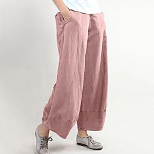 Women's Simple Basic Comfort Going out Weekend Palazzo Pants Plain Ankle-Length Pocket Elastic Drawstring Design Red Brown miniinthebox