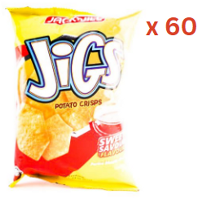 Jack N Jill Jigs Potato Crisps Sweet & Savoury Flavour 65Gm Pack Of 60 (UAE Delivery Only)