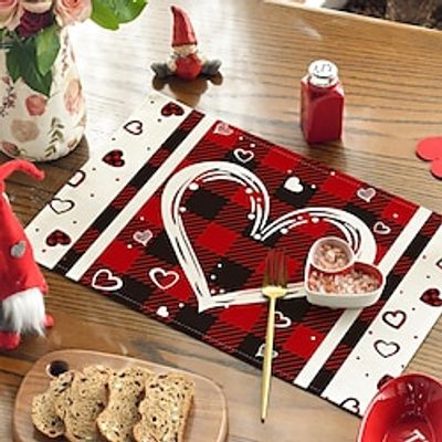 Red Black Love Valentine's Day Placemats Seasonal Holiday Winter Table Mats for Party Kitchen Dining Decoration Lightinthebox