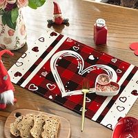 Red Black Love Valentine's Day Placemats Seasonal Holiday Winter Table Mats for Party Kitchen Dining Decoration Lightinthebox - thumbnail