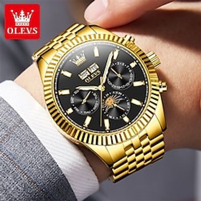 Olevs Men'S Watches Perpetual Calendar Moon Phase Calendar Luminous Multifunction Mechanical Watches Waterproof Sports Men'S Watches Lightinthebox