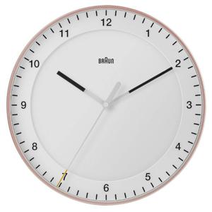 Braun Wall Clock Bc17Pw, Silent Sweeping Quartz Movement, Semi-Tempered Glass, Easy To Read Dial, 30 Cm Clock Diameter, Classic Braun Design, 2 Year Guarantee, Pink & White