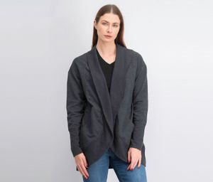 Womens Camp Fleece Wrap Cardigan  Heather Gray
