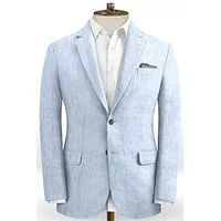 Dark Khaki Pink Royal Blue Men's Wedding Linen Suits Checkered 2 Piece Casual Dress Tailored Fit Single Breasted Two-buttons 2024 Lightinthebox