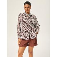 Animal Print Ruched Long Sleeve Pullover