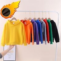 Kids Unisex Hoodie Solid Color Long Sleeve Pocket Spring Fall Winter Active Daily Cotton School Casual Lightinthebox - thumbnail