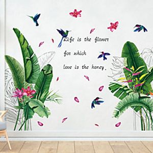 Floral Plants Wall Stickers Bedroom Living Room Removable Pre-pasted PVC Home Decoration Wall Decal 2pcs miniinthebox