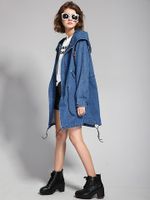 JAZZEVAR Hooded Solid Color Trench Coats