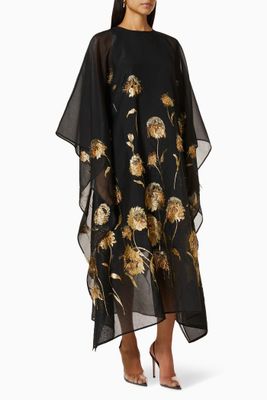 Tulips Embroidered Kaftan in Chiffon Tulips Embroidered Kaftan in Chiffon