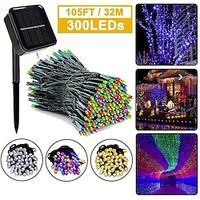 21 Pc Solar String Lights Outdoor, 300 LEDs Extra-Bright Solar Christmas Lights Outdoor, Waterproof Green Wire 8 Lighting Modes Solar Xmas Tree Lights, 105ft (Warm WhiteWhiteMulticolour) Lightinthebox - thumbnail