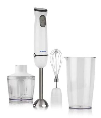 Sonashi 4-In-1 Hand Blender Set With Chopper, Calibrated Beaker And Wisk 600 Ml 400W, White - SHB-184JCW