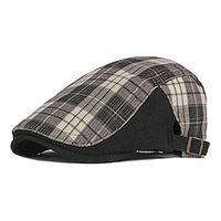 Hat Beret Hat Men's Navy Blue Coffee Black Street Dailywear Weekend Splice Adjustable Buckle Plaid Portable Comfort Fashion miniinthebox - thumbnail