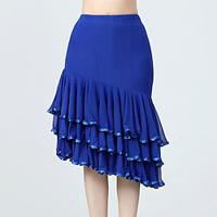 Latin Dance Ballroom Dance Skirts Ruffles Pure Color Splicing Women's Performance Training High Polyester Tulle Lightinthebox - thumbnail