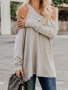 Casual Cut Out Design Cold Shoulder Long Sleeves Tee