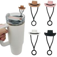 Silicone Cowboy Hat Straw Covers Cap Compatible with Stanley Cup 30 40 oz, Cute Funny Tumbler Straw Topper Accessories for Man Woman Gift Lightinthebox