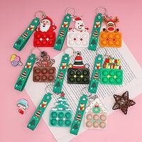 8Pcs Bubble Keychain Christmas Simple Stress Relief Toy Pendant Santa Keychain for Christmas Christmas Decompression Finger Bubble Music Keychain Elderly Soft Rubber Decompression Elk Snowman Tree miniinthebox - thumbnail