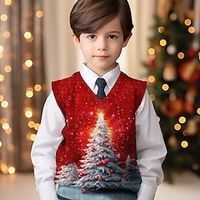 Christmas Boys 3D Christmas Tree Sweater Vest Sleeveless 3D Print Fall Winter Sports Fashion Streetwear Polyester Kids 3-12 Years V Neck Outdoor Casual Daily Regular Fit Lightinthebox - thumbnail