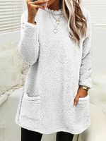 Casual Loose Solid Color Plush Long Sleeve Sweatshirt