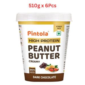 Pintola High Protein Peanut Butter- Dark Chocolate (Creamy) 510g (Pack Of 6)