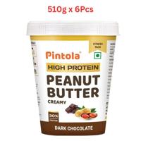 Pintola High Protein Peanut Butter- Dark Chocolate (Creamy) 510g (Pack Of 6)