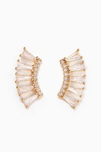 Baguette Fan Crawler Earrings in Gold Plating