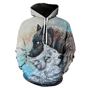 Men's Plus Size Hoodie Geometric 3D Hooded Casual Streetwear Hoodies Sweatshirts  Light Blue miniinthebox