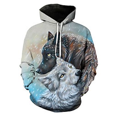 Men's Plus Size Hoodie Geometric 3D Hooded Casual Streetwear Hoodies Sweatshirts  Light Blue miniinthebox