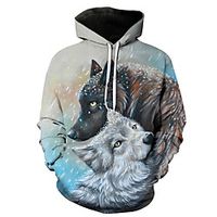 Men's Plus Size Hoodie Geometric 3D Hooded Casual Streetwear Hoodies Sweatshirts  Light Blue miniinthebox - thumbnail