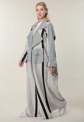 Black & White stripes Casual Abaya (XS)