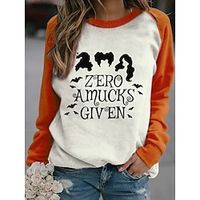 Women's Sweatshirt Pullover Streetwear Casual Green Blue Orange Color Block Hocus Pocus Halloween Round Neck Long Sleeve S M L XL XXL Lightinthebox - thumbnail