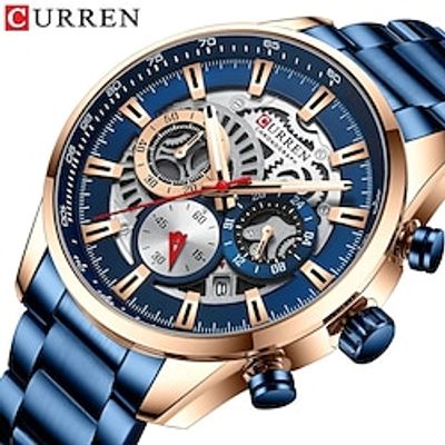 CURREN Mens Luxury Casual Quartz Wristwatches with Luminous hands Sport Chronograph Clock Stainless Steel Wrist Watches Lightinthebox