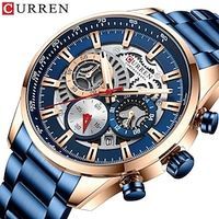 CURREN Mens Luxury Casual Quartz Wristwatches with Luminous hands Sport Chronograph Clock Stainless Steel Wrist Watches Lightinthebox - thumbnail