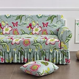 Floral Printed Sofa Cover Stretch Slipcovers with Skirt,Soft Durable Couch Cover 1 Piece Spandex Fabric Washable Furniture Protector fit Armchair SeatLoveseatSofaXL SofaL Shape Sofa Lightinthebox