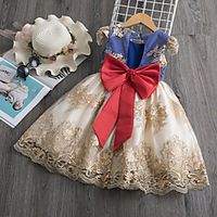 [70-150cm] girl's sweet net yarn stitching embroidery bow princess dress Lightinthebox - thumbnail