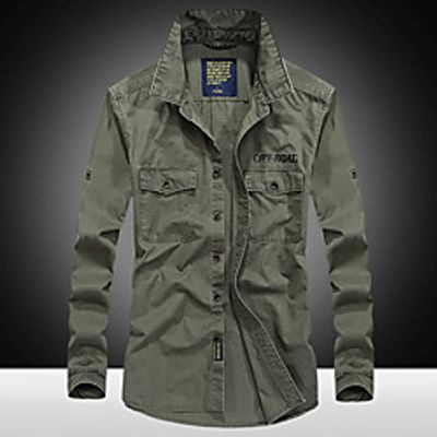 Men's Hiking Shirt  Button Down Shirts Fishing Shirt Military Tactical Shirt Long Sleeve Jacket Shirt Top Outdoor Quick Dry Lightweight Breathable Sweat wicking Autumn  Fall Spring Summer Army Lightinthebox