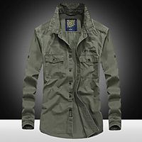 Men's Hiking Shirt  Button Down Shirts Fishing Shirt Military Tactical Shirt Long Sleeve Jacket Shirt Top Outdoor Quick Dry Lightweight Breathable Sweat wicking Autumn  Fall Spring Summer Army Lightinthebox - thumbnail