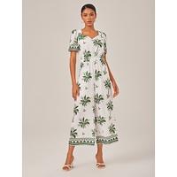 Holiday Print Waist Faux Linen Jumpsuit Holiday Print Waist Faux Linen Jumpsuit