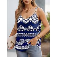 Women's Tank Top Graphic Daily Print Blue Sleeveless Bohemia V Neck Summer Lightinthebox