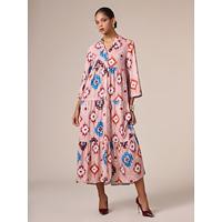 Satin Geometric Printing Vacation Ethnic Style Maxi Dress - thumbnail