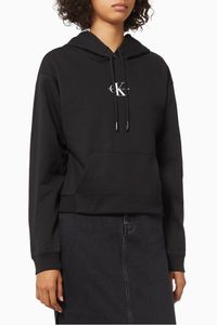 Cropped Monogram Hoodie in Organic Cotton