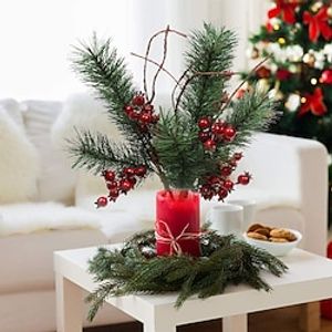 1PC Christmas Pine With Pine Cone Artificial Pine Branch Home Decorations Party Pine Berries Branch Decor miniinthebox