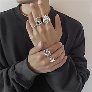 1 set Ring For Men's Black Birthday Street Gift Alloy Classic Heart Lightinthebox