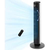 Levoit DC Tower Fan | Temperature Sensor | Remote Controller | Low Noise | 4 Modes | 12 Speeds | Child Safe |12H Timer