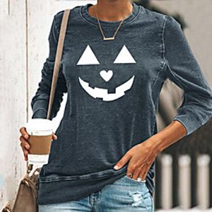 Women's Halloween T shirt Graphic Pumpkin Print Round Neck Halloween Tops Blue Yellow Green miniinthebox